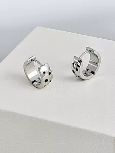 Ocelové náušnice - Zdobené kruhy černé