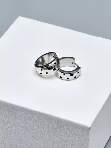 Ocelové náušnice - Zdobené kruhy černé