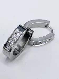 Ocelové náušnice - Zdobené oválky stříbrné barvy