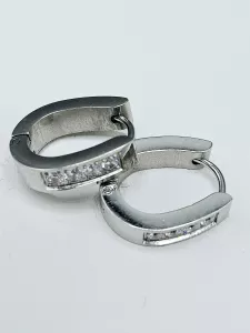 Ocelové náušnice - Zdobené oválky stříbrné barvy