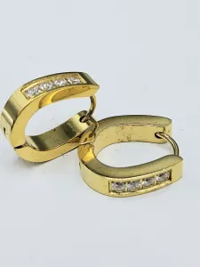 Ocelové náušnice - Zdobené oválky zlaté barvy