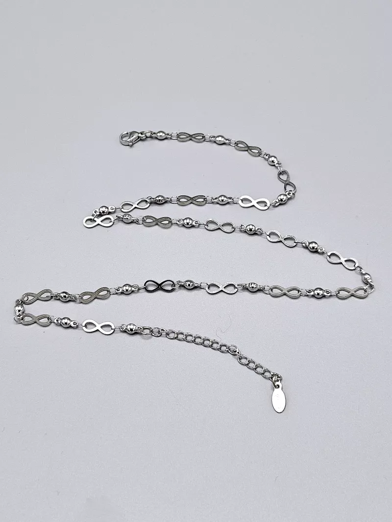 Ocelový náhrdelník - Nekonečno ve stříbrném provedení (45 cm + 5 cm)