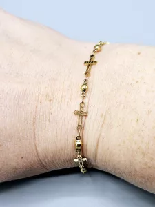 Ocelový náramek - Křížky ve zlatém provedení