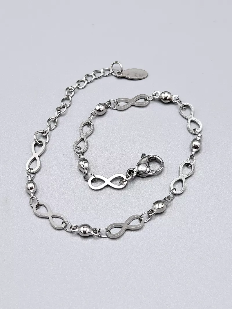 Ocelový náramek - Nekonečno ve stříbrném provedení
