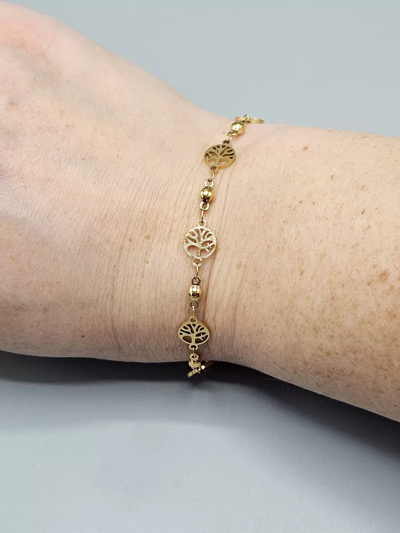 Ocelový náramek - Stromy života ve zlatém provedení
