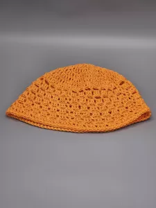 Ručně háčkovaná letní čepka oranžová B2 (55 - 59 cm)