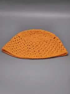 Ručně háčkovaná letní čepka oranžová B2 (55 - 59 cm)