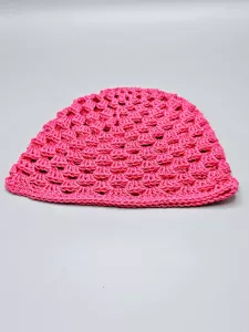 Ručně háčkovaná letní čepka pink F1 (50 - 54 cm)