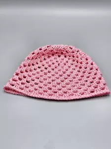 Ručně háčkovaná letní čepka růžová B1 (50 - 54 cm)