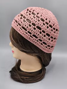 Ručně háčkovaná letní čepka starorůžová C1 (50 - 54 cm)