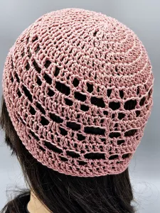 Ručně háčkovaná letní čepka starorůžová C1 (50 - 54 cm)