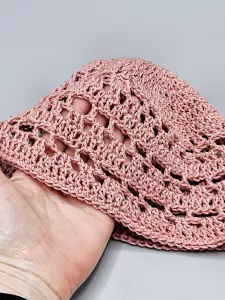 Ručně háčkovaná letní čepka starorůžová C1 (50 - 54 cm)