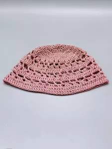 Ručně háčkovaná letní čepka starorůžová C3 (58 - 60 cm)