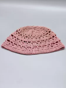 Ručně háčkovaná letní čepka starorůžová C3 (58 - 60 cm)