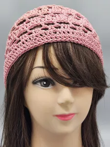 Ručně háčkovaná letní čepka starorůžová C3 (58 - 60 cm)