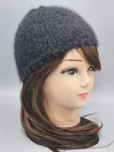 Ručně pletená čepice černá dámská velikost (52 - 54 cm)