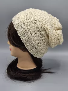 Ručně pletená merino čepice houmleska smetanová (56 - 64 cm)