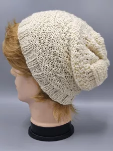 Ručně pletená merino čepice houmleska smetanová (56 - 64 cm)