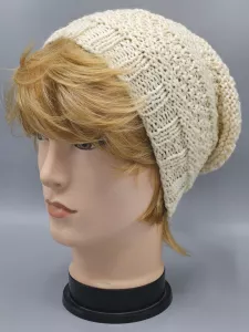 Ručně pletená merino čepice houmleska smetanová (56 - 64 cm)