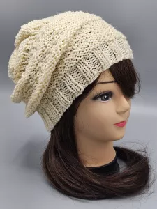 Ručně pletená merino čepice houmleska smetanová (56 - 64 cm)