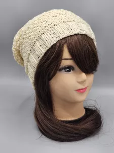 Ručně pletená merino čepice houmleska smetanová (56 - 64 cm)