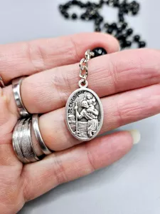 Růženec Svatý Kryštof - černé perly 8 mm č.2