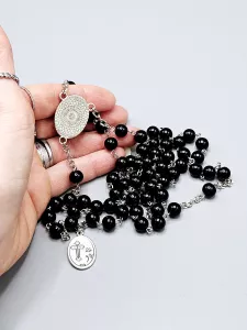 Růženec Svatý Kryštof - černé perly 8 mm č.2