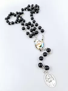 Růženec Svatý Kryštof - černé perly 8 mm č.2