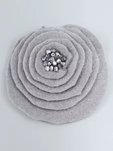 Šedé kruhy s broušenými kamínky - originální brož