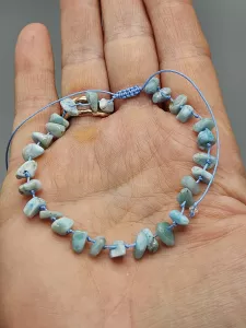 Náramek na nohu Larimar sekaný AA kvalita čisté kamínky 19 cm