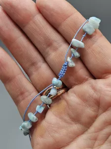 Náramek na nohu Larimar sekaný AA kvalita čisté kamínky 19 cm