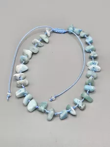 Náramek na nohu Larimar sekaný AA kvalita čisté kamínky 19 cm
