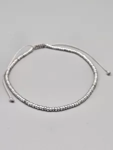 Miyuki Delica náramek na nohu shamballa - odstín stříbrná | 20 - 34 cm, 25 - 39 cm
