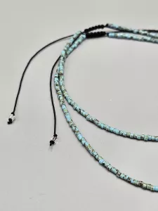 Miyuki Delica náramek na nohu shamballa - odstín tyrkysovo hnědá | 20 - 34 cm, 25 - 39 cm