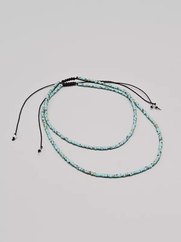 Miyuki Delica náramek na nohu shamballa - odstín tyrkysovo hnědá