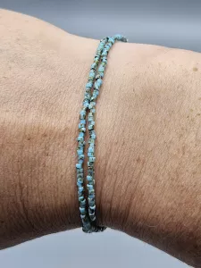 Miyuki Delica náramek - odstín tyrkysovo hnědá 16 - 18 cm