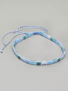 Miyuki Tila náramek na nohu shamballa - odstíny modré