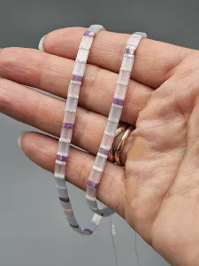 Miyuki Tila náramek na nohu shamballa - odstíny modré, fialové a smetanové Miyuki Tila náramek na nohu shamballa - odstíny modré, fialové a smetanové
