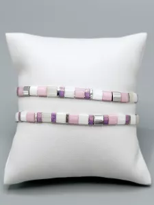 Miyuki Tila náramek - odstín růžovo fialová se stříbrnou 16,5 cm