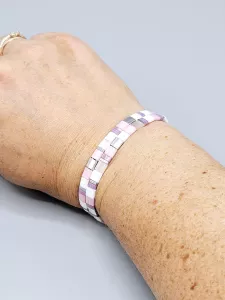 Miyuki Tila náramek - odstín růžovo fialová se stříbrnou 16,5 cm Miyuki Tila náramek - odstín růžovo fialová se stříbrnou 16,5 cm