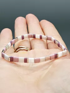 Miyuki Tila náramek - odstín růžovo fialová se stříbrnou 16,5 cm Miyuki Tila náramek - odstín růžovo fialová se stříbrnou 16,5 cm