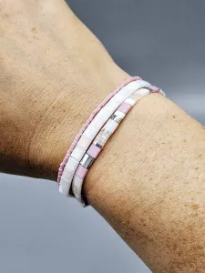 Miyuki Tila náramek - odstín stříbrno růžový 16,5 cm