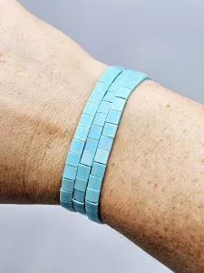 Miyuki Tila náramek - odstín tyrkysová matná s perleťovým efektem 15 - 19 cm