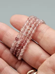Náhrdelník jahodový Křemen broušené kuličky 4 mm