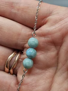 Náhrdelník Larimar - tři kuličky 7 mm Náhrdelník Larimar - tři kuličky 7 mm