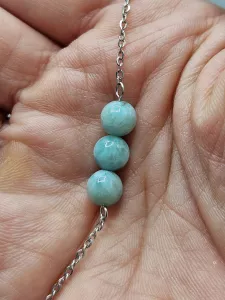 Náhrdelník Larimar - tři kuličky 7 mm Náhrdelník Larimar - tři kuličky 7 mm