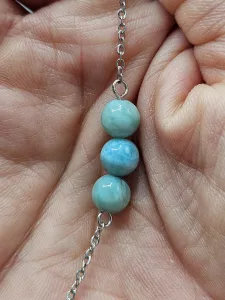 Náhrdelník Larimar - tři kuličky 7 mm Náhrdelník Larimar - tři kuličky 7 mm