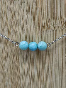 Náhrdelník Larimar - tři kuličky 7 mm