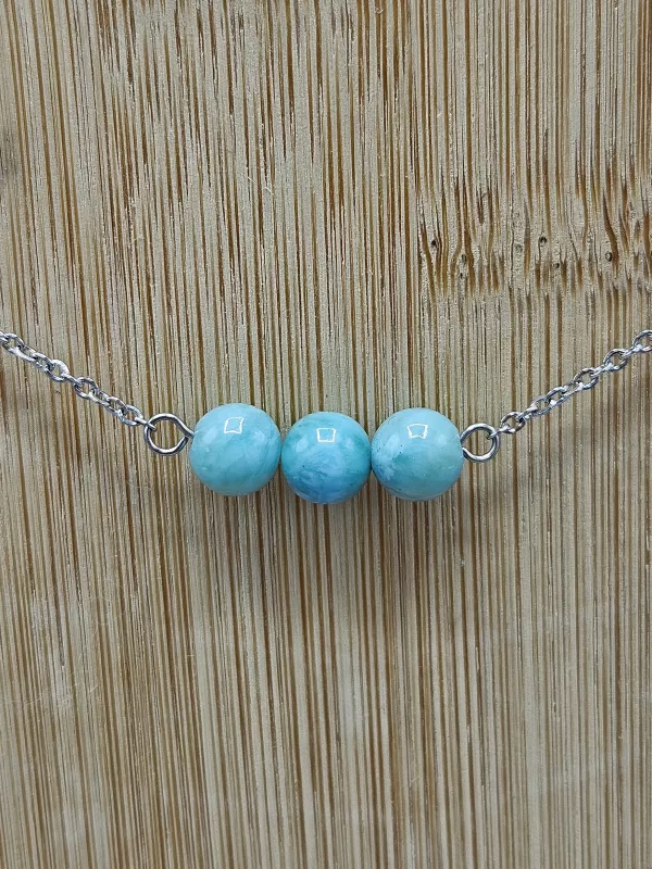 Náhrdelník Larimar - tři kuličky 7 mm