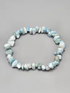 Náramek Larimar AA kvalita z čistých nepravidelných tvarů 20 cm